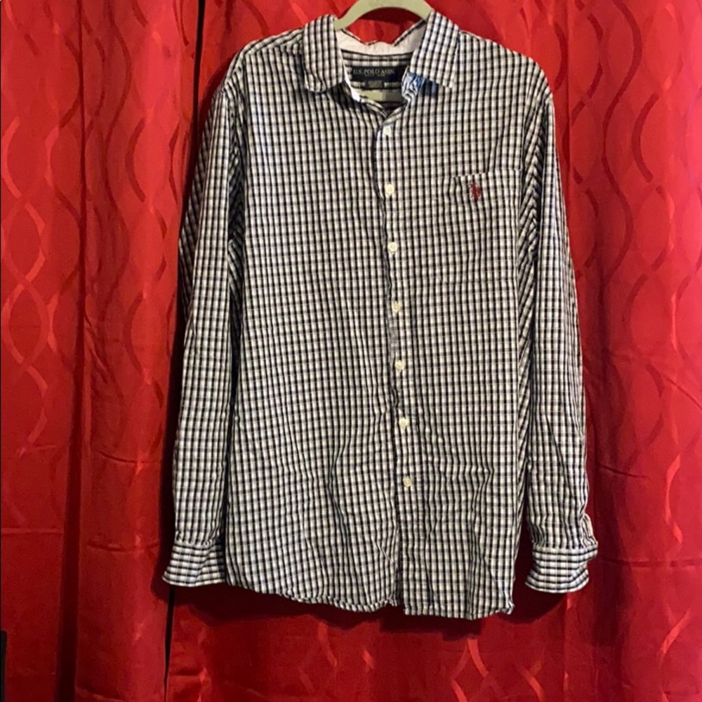 Black and White Plaid Button Down Dress Shirt